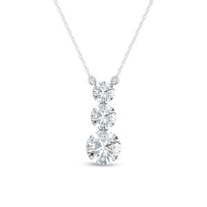 14K White Gold Lab Grown Diamond 1 Ct.Tw. Three Stone Fashion Necklace