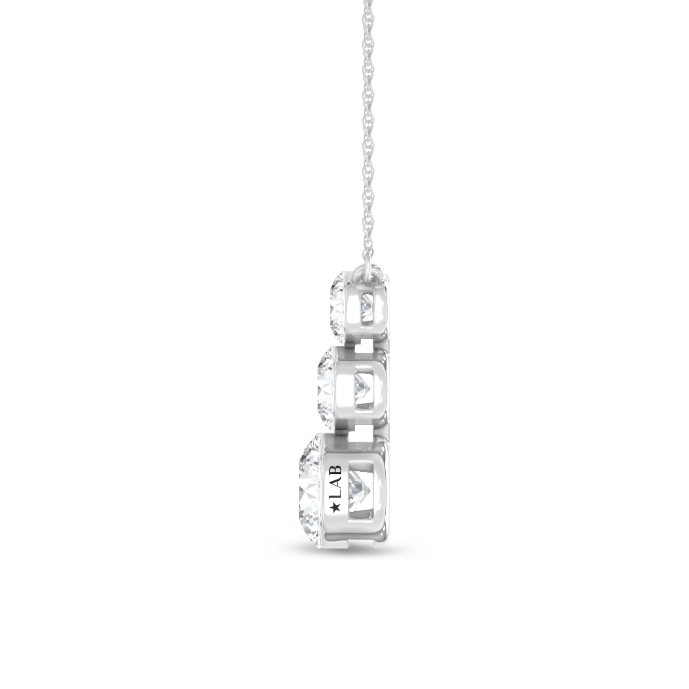 14K White Gold Lab Grown Diamond 1 Ct.Tw. Three Stone Fashion Necklace