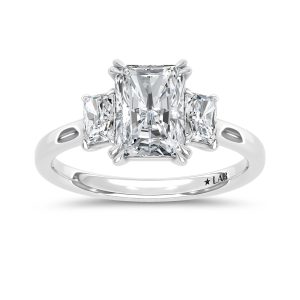 14K White Gold Lab Grown Diamond 2 Ct.Tw. Elongated Radiant Cut Three Stone Engagement Ring