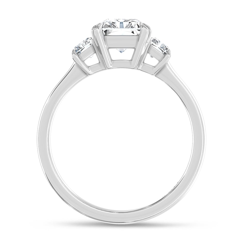 14K White Gold Lab Grown Diamond 2 Ct.Tw. Elongated Radiant Cut Three Stone Engagement Ring