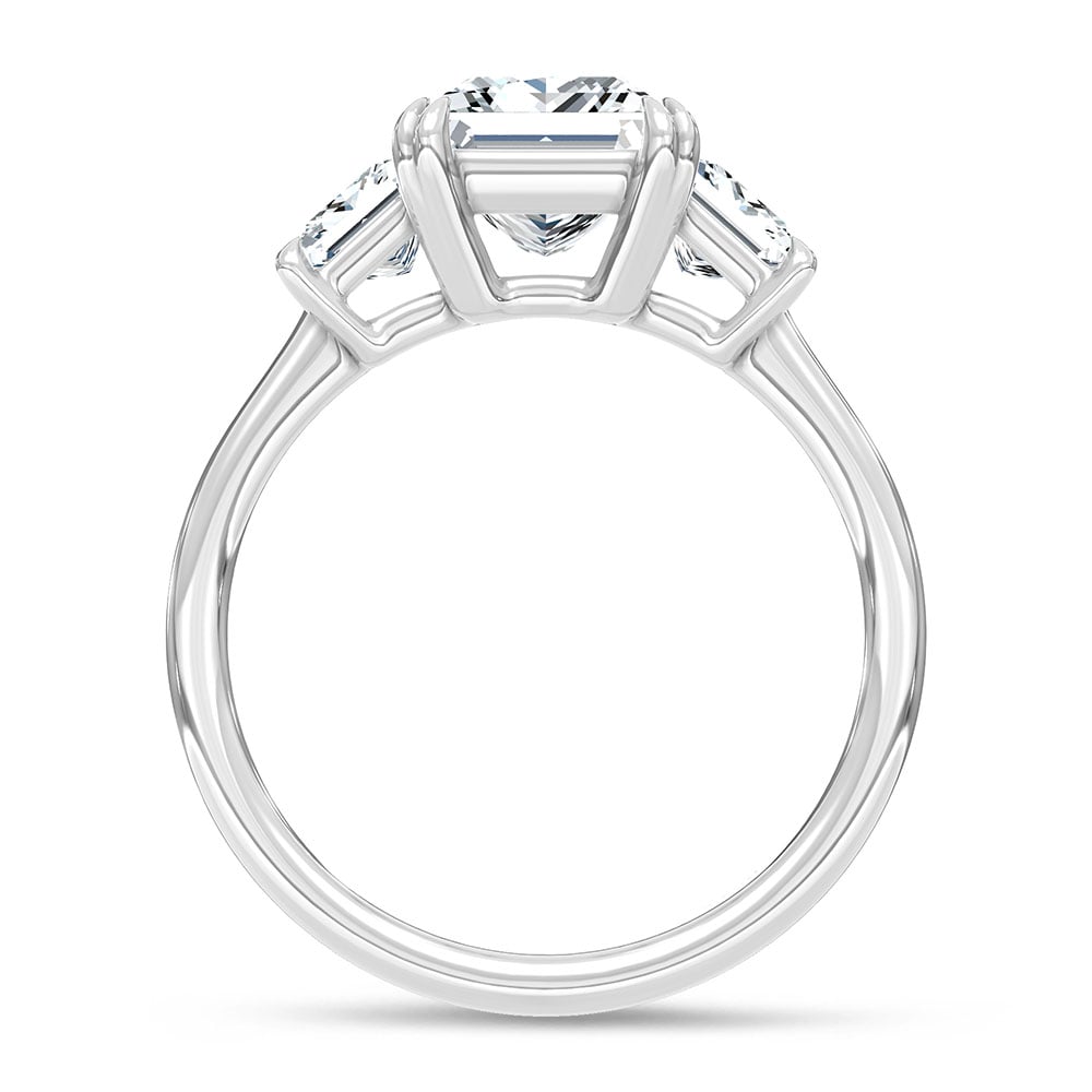 14K White Gold Lab Grown Diamond 3 Ct.Tw. Princess Shape Three Stone Engagement Ring