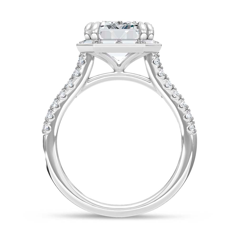 14K White Gold Lab Grown Diamond 6 1/4 Ct.Tw. Emerald Shape Engagement Ring (IGI Certified Center 5ct Emerald)