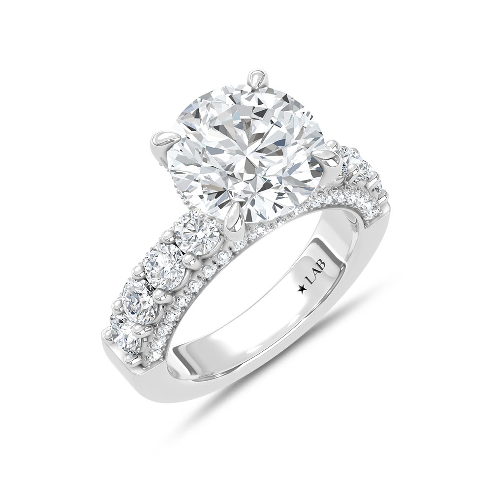 14K White Gold Lab Grown Diamond 6 7/8 Ct.Tw. Engagement Ring (Center 5ct)