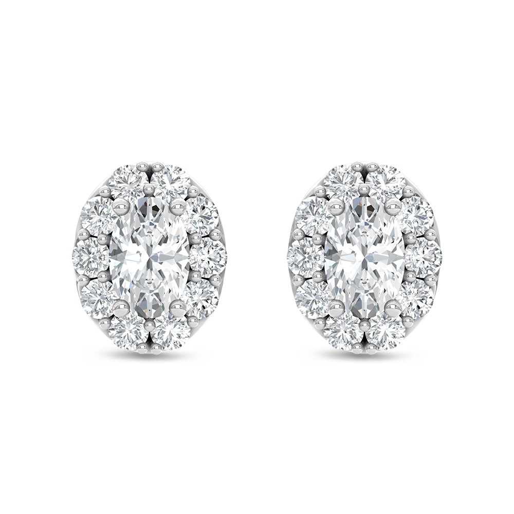 10K White Gold Lab Grown Oval and Round Diamond 1/3 Ct.Tw. Stud Earrings
