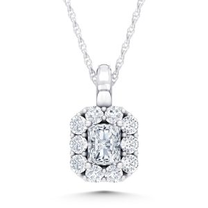 10K White Gold Lab Grown Diamond 1/4 Ct.Tw. Radiant Pendant