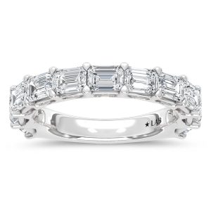 14K White Gold Lab Grown Diamond 2 3/4 Ct.Tw. Emerald Shape East West Wedding Band