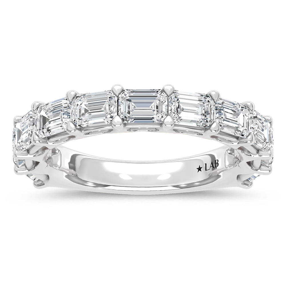 14K White Gold Lab Grown Diamond 2 3/4 Ct.Tw. Emerald Shape East West Wedding Band