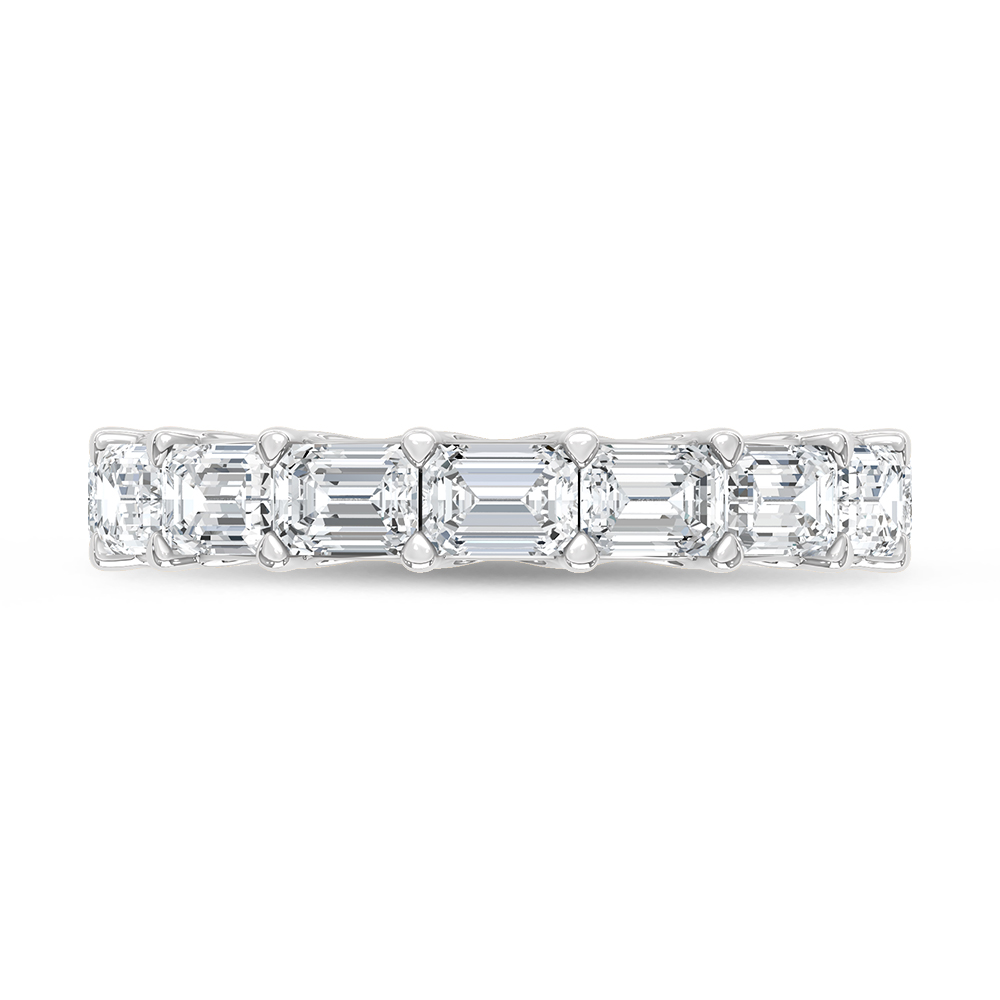 14K White Gold Lab Grown Diamond 2 3/4 Ct.Tw. Emerald Shape East West Wedding Band