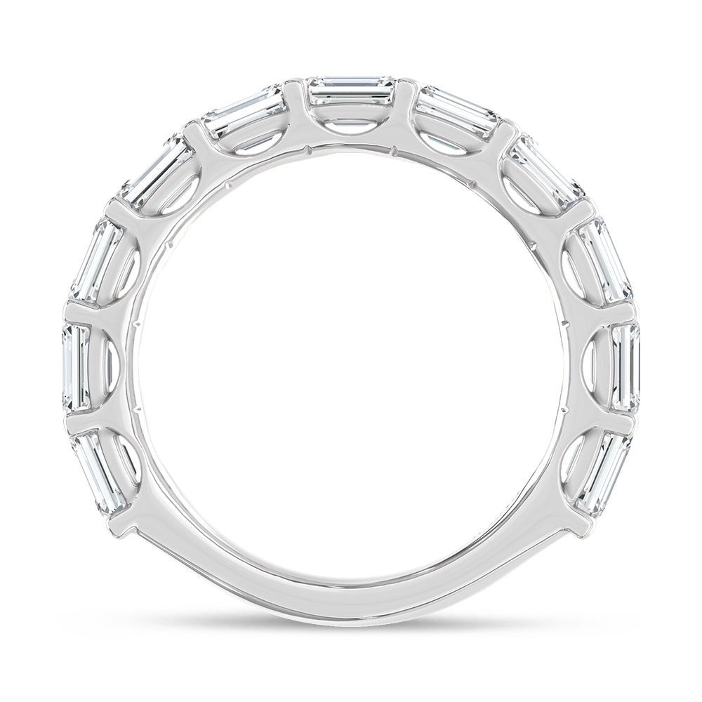 14K White Gold Lab Grown Diamond 2 3/4 Ct.Tw. Emerald Shape East West Wedding Band