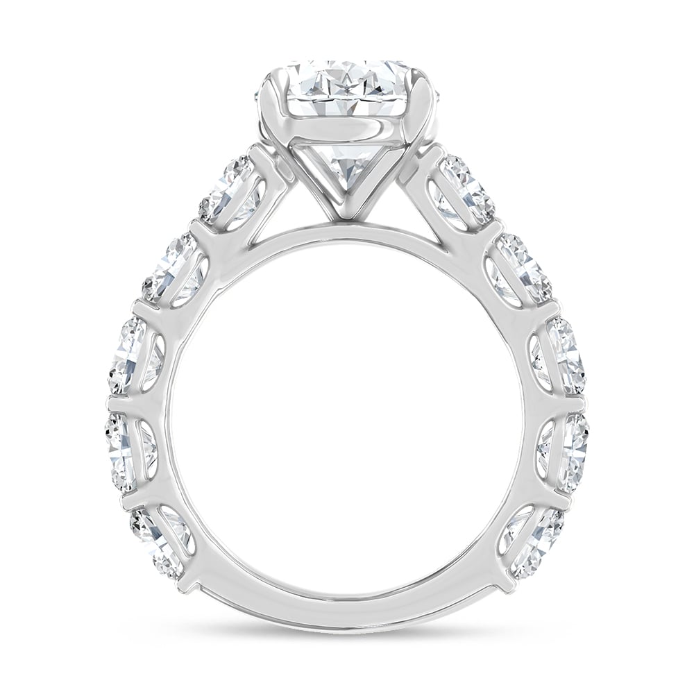 14K White Gold Lab Grown Diamond 6 Ct.Tw. IGI Certified Oval Shape East West Engagement Ring ( Center Oval 4CTW)