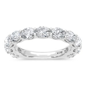 14K White Gold Lab Grown Diamond 2 1/5 Ct.Tw. Oval Shape East West Wedding Band