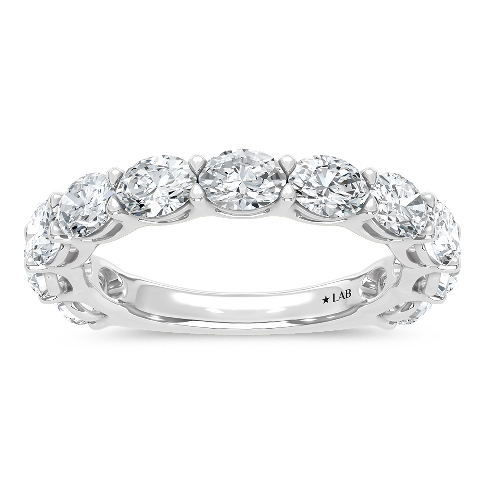 14K White Gold Lab Grown Diamond 2 1/5 Ct.Tw. Oval Shape East West Wedding Band