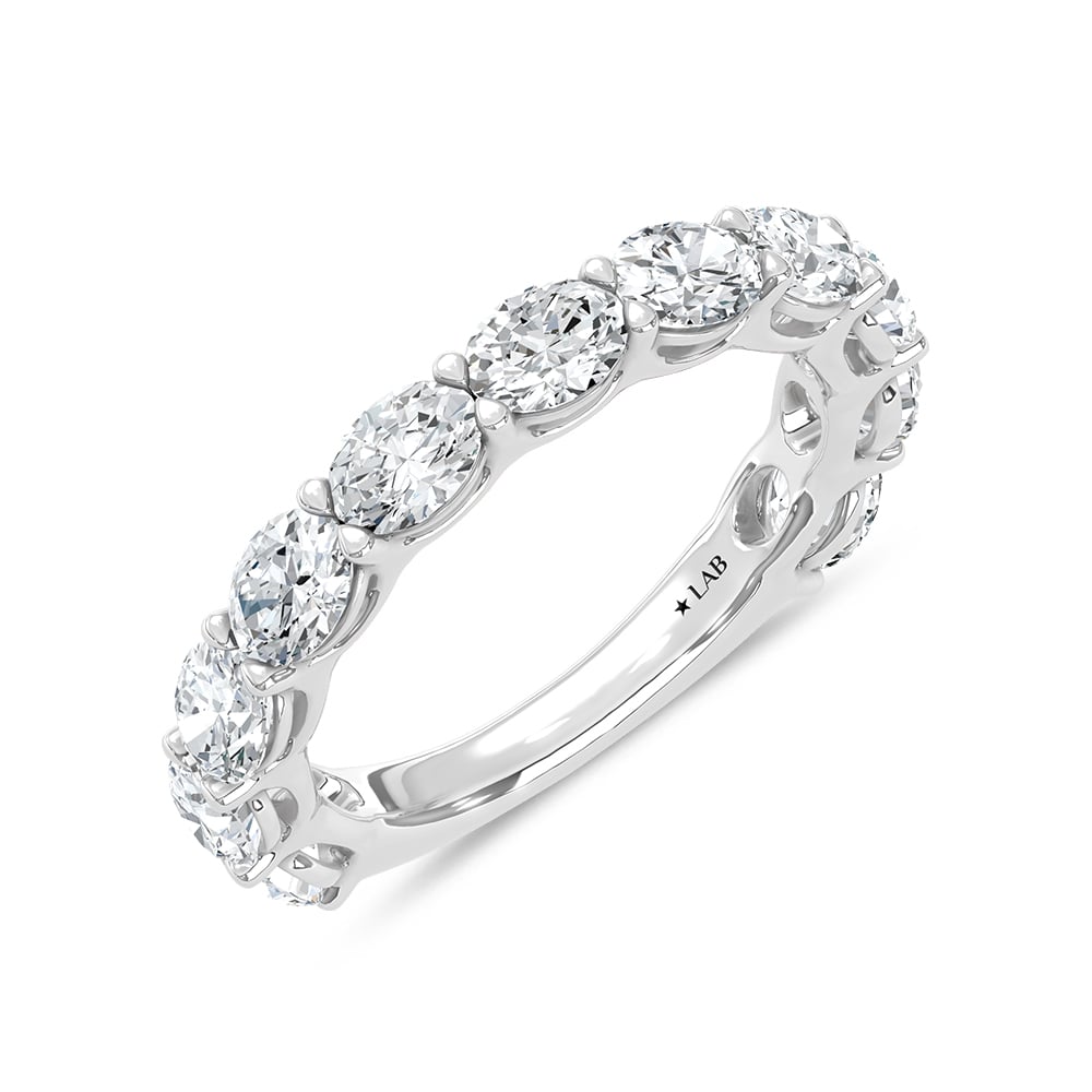 14K White Gold Lab Grown Diamond 2 1/5 Ct.Tw. Oval Shape East West Wedding Band