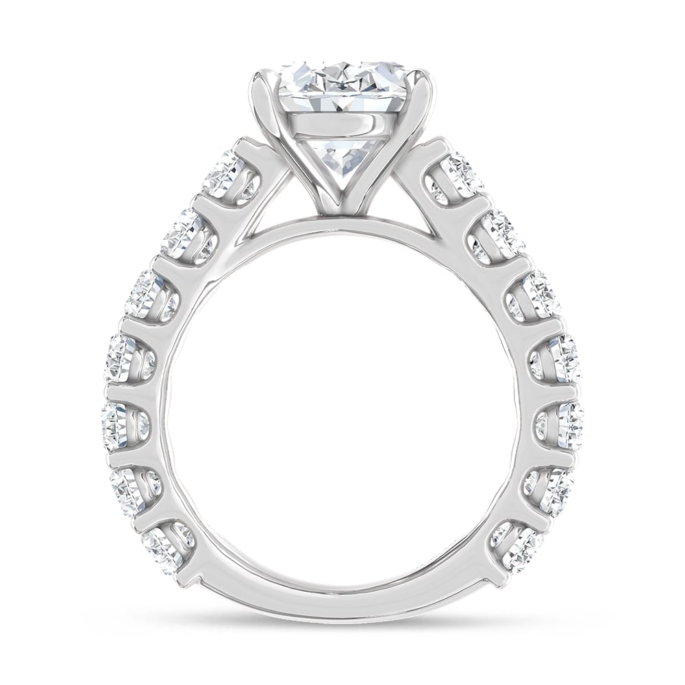 14K White Gold Lab Grown Diamond 7 3/4 Ct.Tw. IGI Certified Oval Shape North South Engagement Ring ( Center Oval 5CTW)
