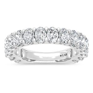 14K White Gold Lab Grown Diamond 3 1/5 Ct.Tw. Oval Shape North South Wedding Band