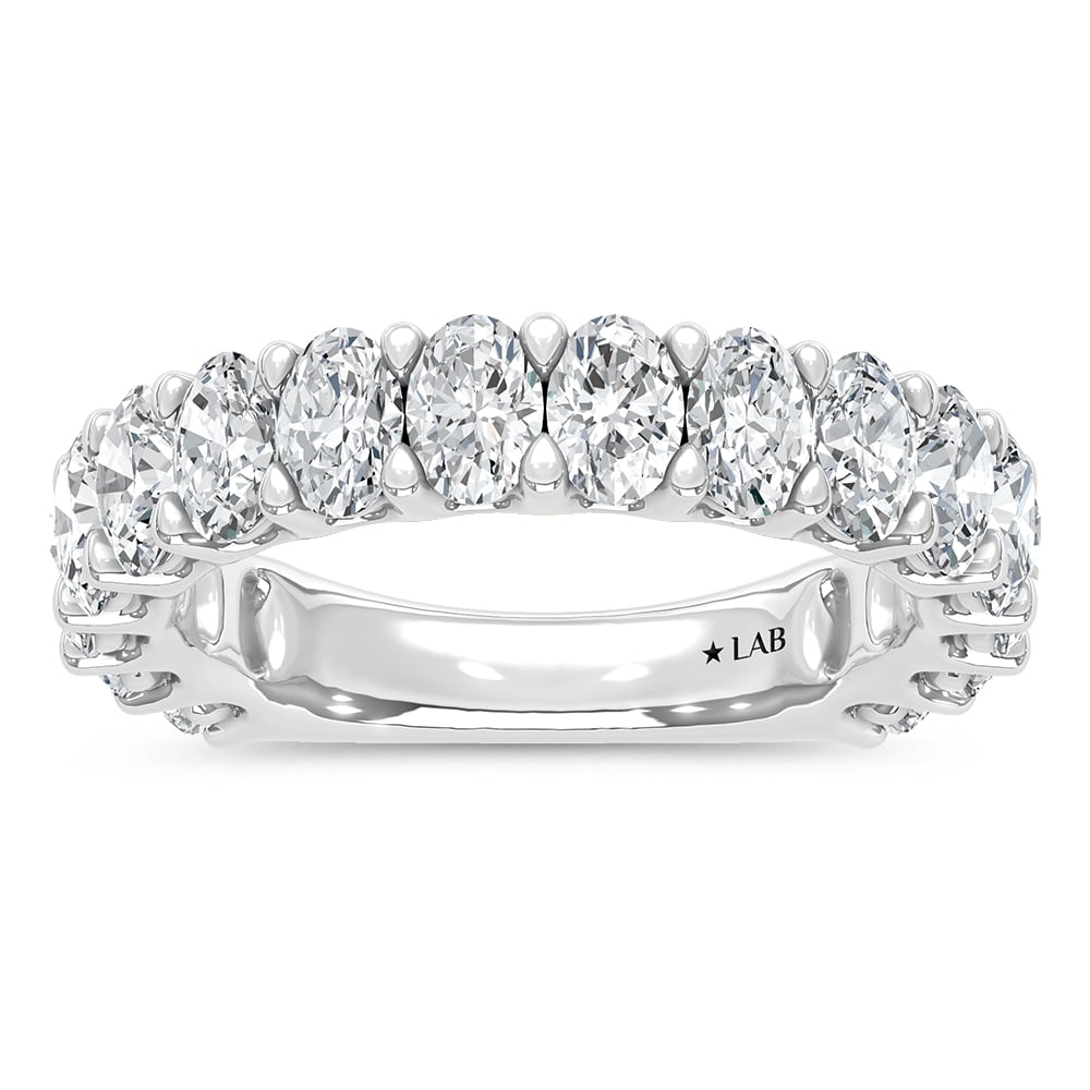 14K White Gold Lab Grown Diamond 3 1/5 Ct.Tw. Oval Shape North South Wedding Band