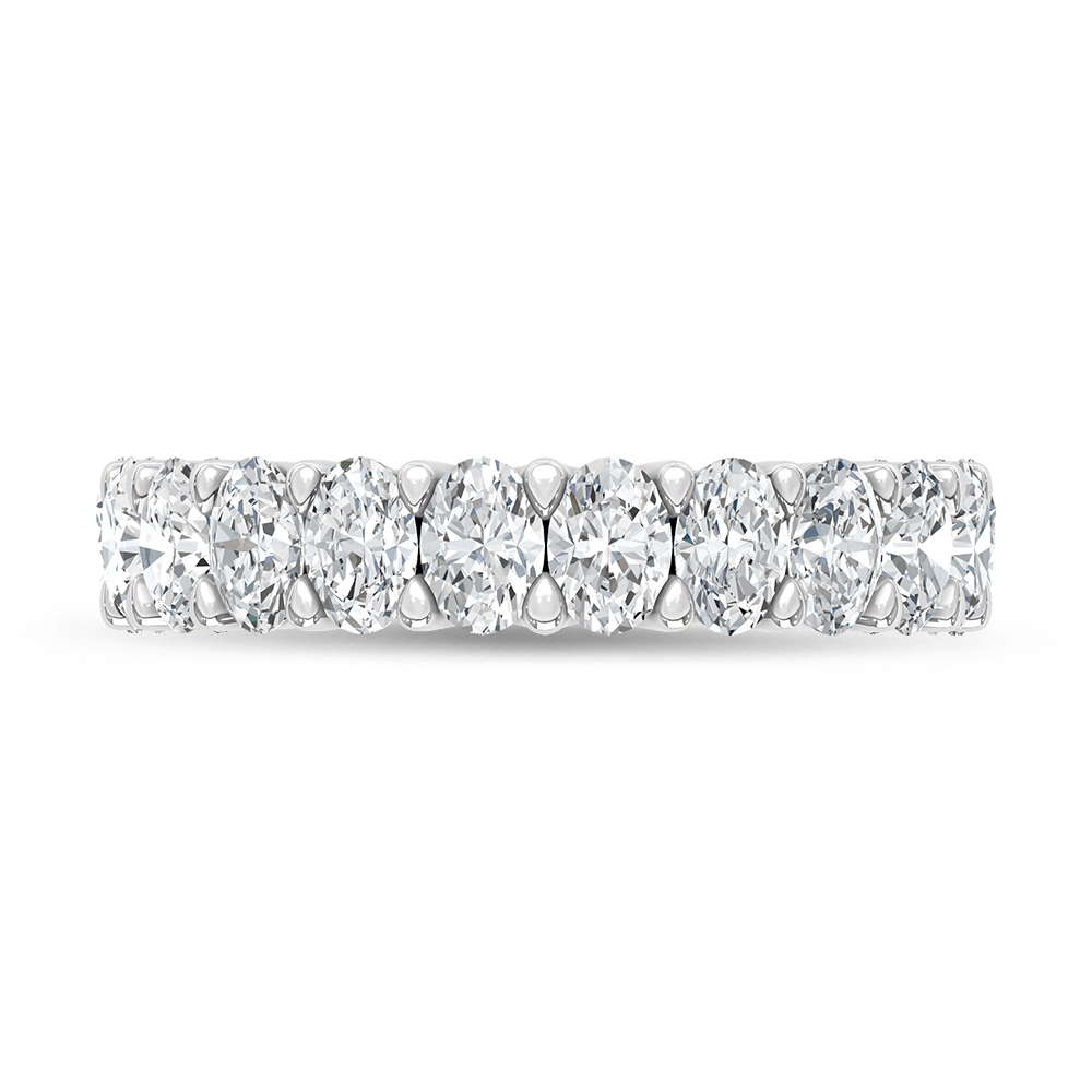 14K White Gold Lab Grown Diamond 3 1/5 Ct.Tw. Oval Shape North South Wedding Band