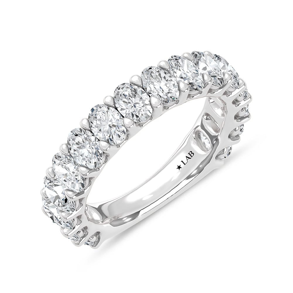 14K White Gold Lab Grown Diamond 3 1/5 Ct.Tw. Oval Shape North South Wedding Band