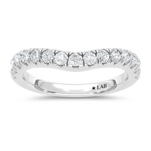 14K White Gold 3/4 Ct.Tw. Lab Grown Diamond Chevron Band