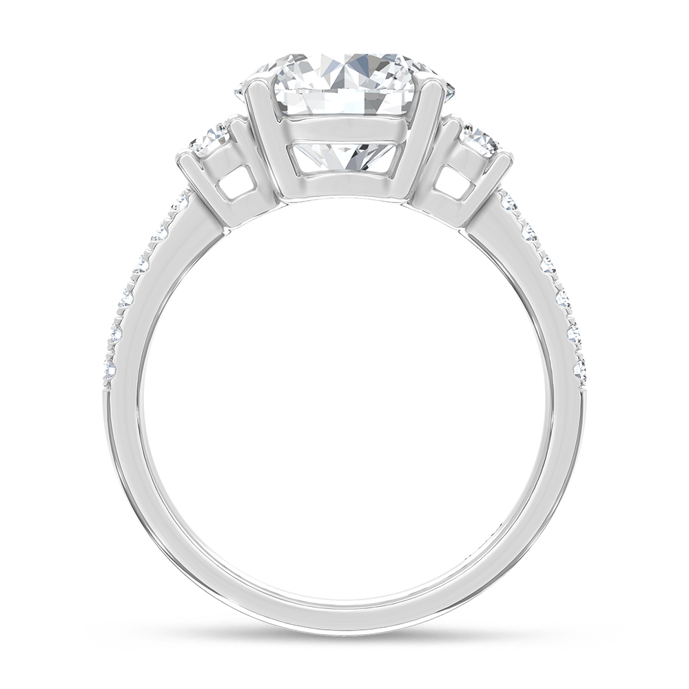 14K White Gold Lab Grown Diamond 2 3/8 Ct.Tw. Round Shape Engagement Ring (IGI Certified Center 3ct)