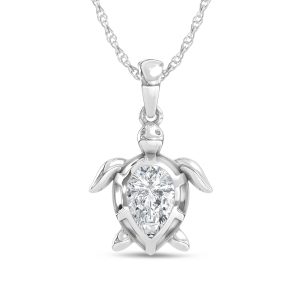 14K White Gold Lab Grown Diamond 1 Ct.Tw. Turtle Pendant