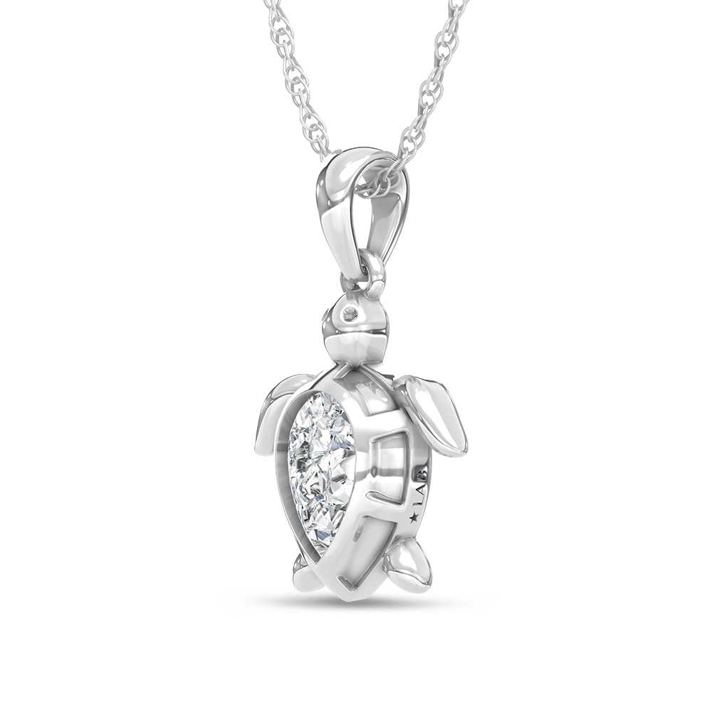14K White Gold Lab Grown Diamond 1 Ct.Tw. Turtle Pendant