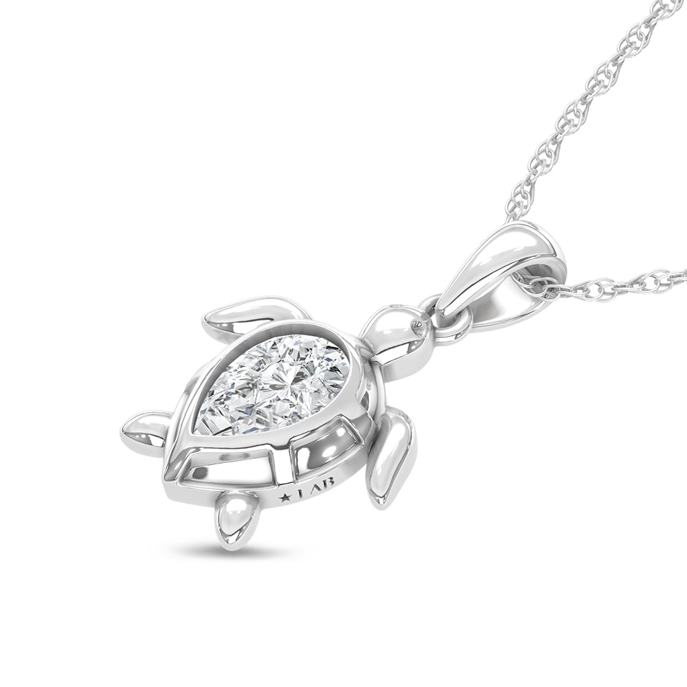 14K White Gold Lab Grown Diamond 1 Ct.Tw. Turtle Pendant