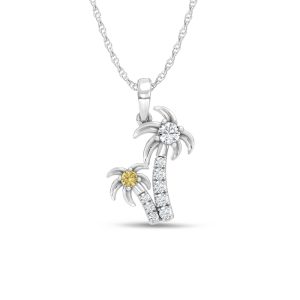 14K White Gold Lab Grown Diamond 1/4 Ct.Tw. Palm Tree Pendant