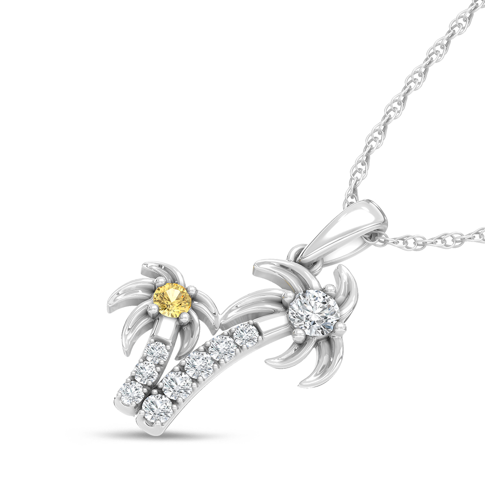 14K White Gold Lab Grown Diamond 1/4 Ct.Tw. Palm Tree Pendant
