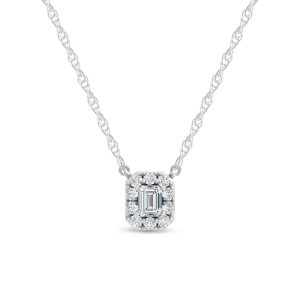 10K White Gold Lab Grown Diamond 1/4 Ct.Tw. Emerald Shape Fashion Necklace