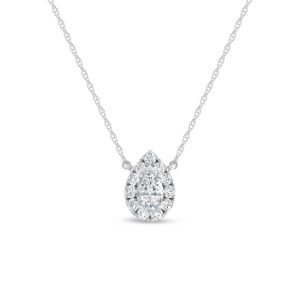 10K White Gold Lab Grown Diamond 1/4 Ct.Tw. Pear Shape Fashion Necklace
