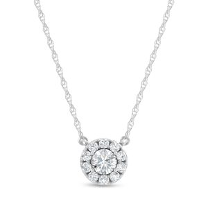 10K White Gold Lab Grown Diamond 1/4 Ct.Tw. Round Shape Fashion Necklace