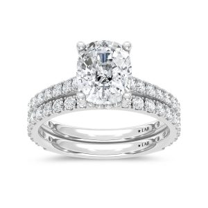 14K White Gold Lab Grown Diamond 3 Ct.Tw. Elongated Cushion Bridal Ring (Center 2 Ctw)