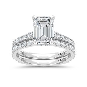 14K White Gold Lab Grown Diamond 3 Ct.Tw. Emerald Bridal Ring (Center 2 Ctw)