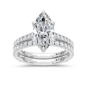 14K White Gold Lab Grown Diamond 3 Ct.Tw. Marquise Bridal Ring (Center 2 Ctw)