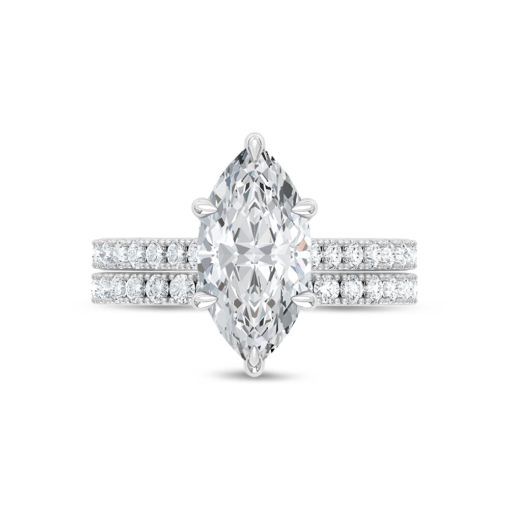 14K White Gold Lab Grown Diamond 3 Ct.Tw. Marquise Bridal Ring (Center 2 Ctw)