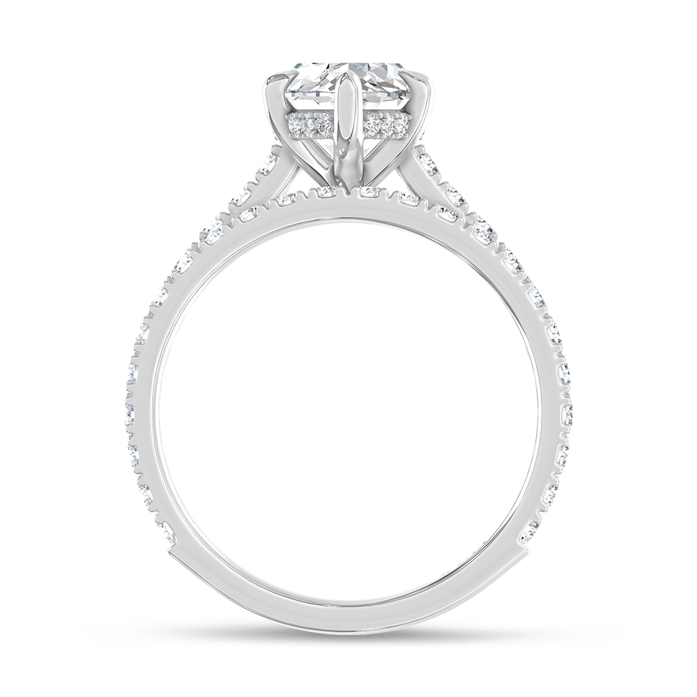 14K White Gold Lab Grown Diamond 3 Ct.Tw. Marquise Bridal Ring (Center 2 Ctw)