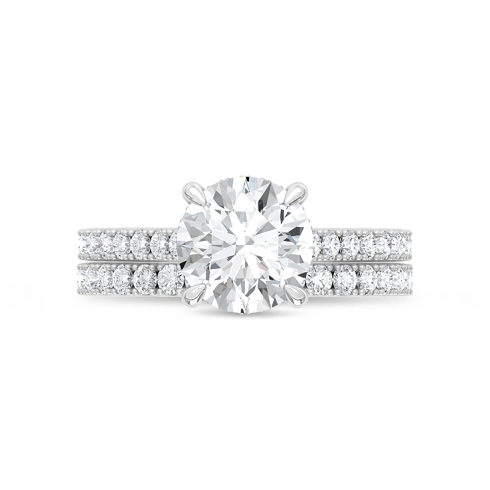 14K White Gold Lab Grown Diamond 3 Ct.Tw. Round Bridal Ring (Center 2 Ctw)