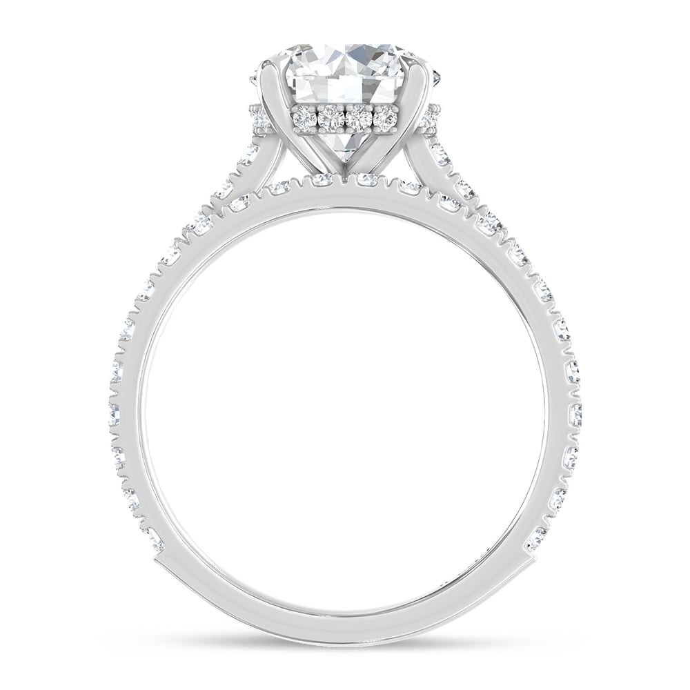 14K White Gold Lab Grown Diamond 3 Ct.Tw. Round Bridal Ring (Center 2 Ctw)
