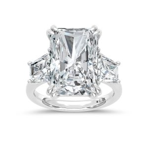 14K White Gold Lab Grown Diamond 4 1/5 Ct.Tw. IGI Certified Radiant Shape Engagement Ring ( Center 3 CTW Radiant)