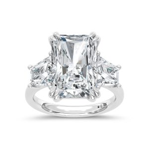 14K White Gold Lab Grown Diamond 9 Ct.Tw. IGI Certified Radiant Shape Engagement Ring ( Center 7 CTW Radiant)