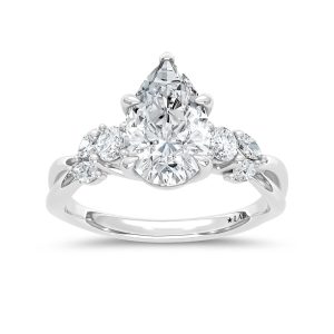 14K White Gold 2 1/3 Ct.Tw. Lab Grown Diamond Pear Shape Engagement Ring (IGI Certified Center 2ct Pear)