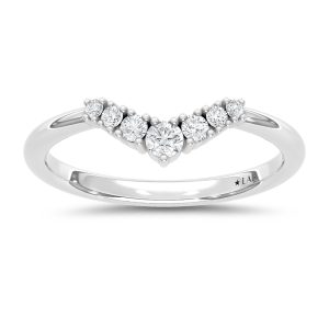 14K White Gold Lab Grown Diamond 1/6 Ct.Tw. Chevron Band