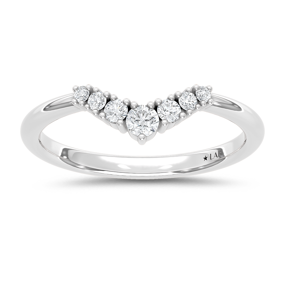 14K White Gold Lab Grown Diamond 1/6 Ct.Tw. Chevron Band