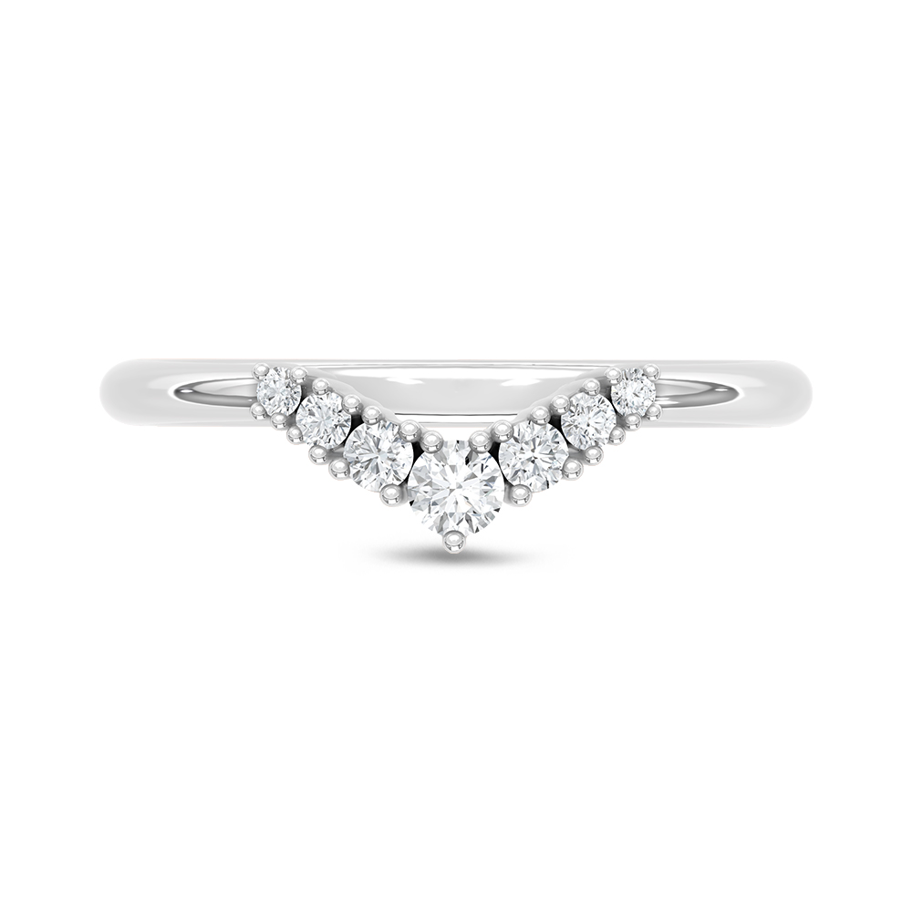 14K White Gold Lab Grown Diamond 1/6 Ct.Tw. Chevron Band