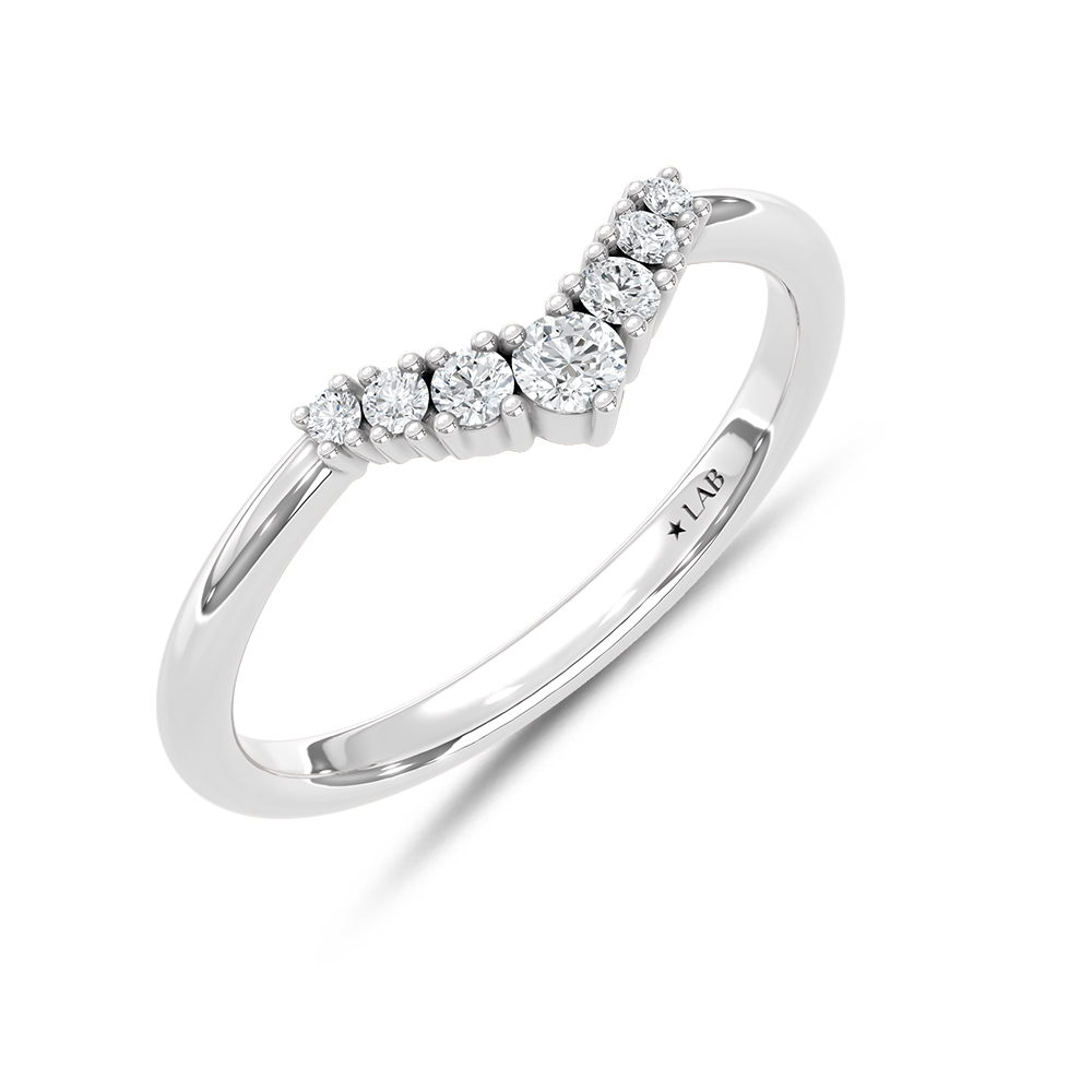 14K White Gold Lab Grown Diamond 1/6 Ct.Tw. Chevron Band