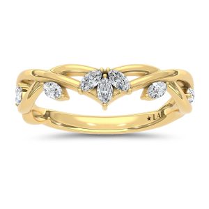 14K Yellow Gold Lab Grown Diamond 1/4 Ct.Tw. Chevron Band