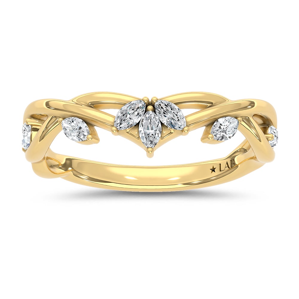 14K Yellow Gold Lab Grown Diamond 1/4 Ct.Tw. Chevron Band