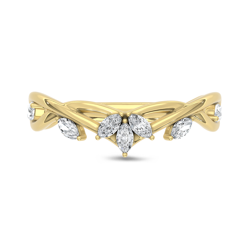 14K Yellow Gold Lab Grown Diamond 1/4 Ct.Tw. Chevron Band