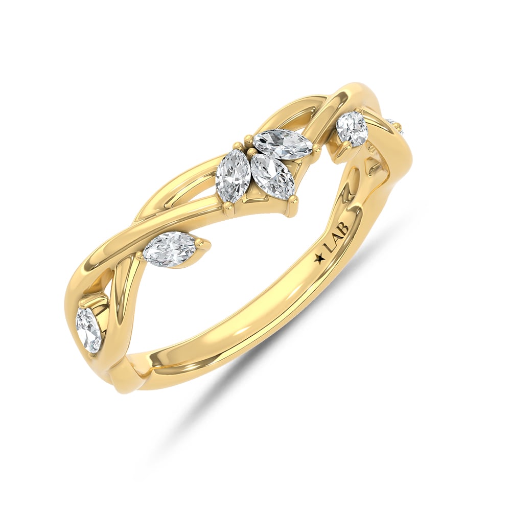 14K Yellow Gold Lab Grown Diamond 1/4 Ct.Tw. Chevron Band